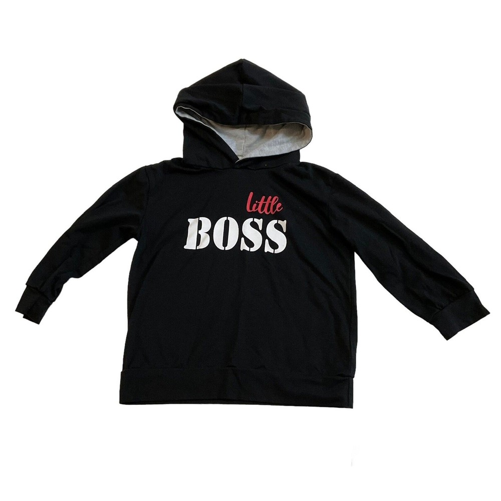 Kids Black Little Boss Hoodie Size 120 6T